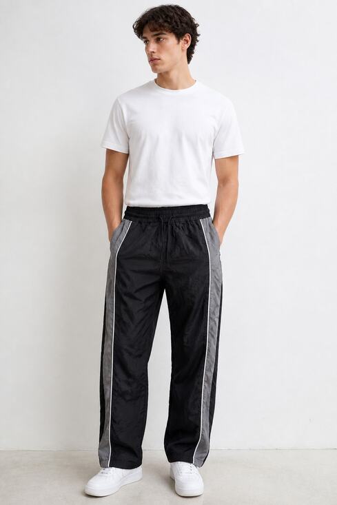 Unbranded Other - Black and Gray Track Pants with Elastic Waistband